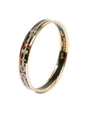 Hermes Enamel Bangle Black Bracelet
